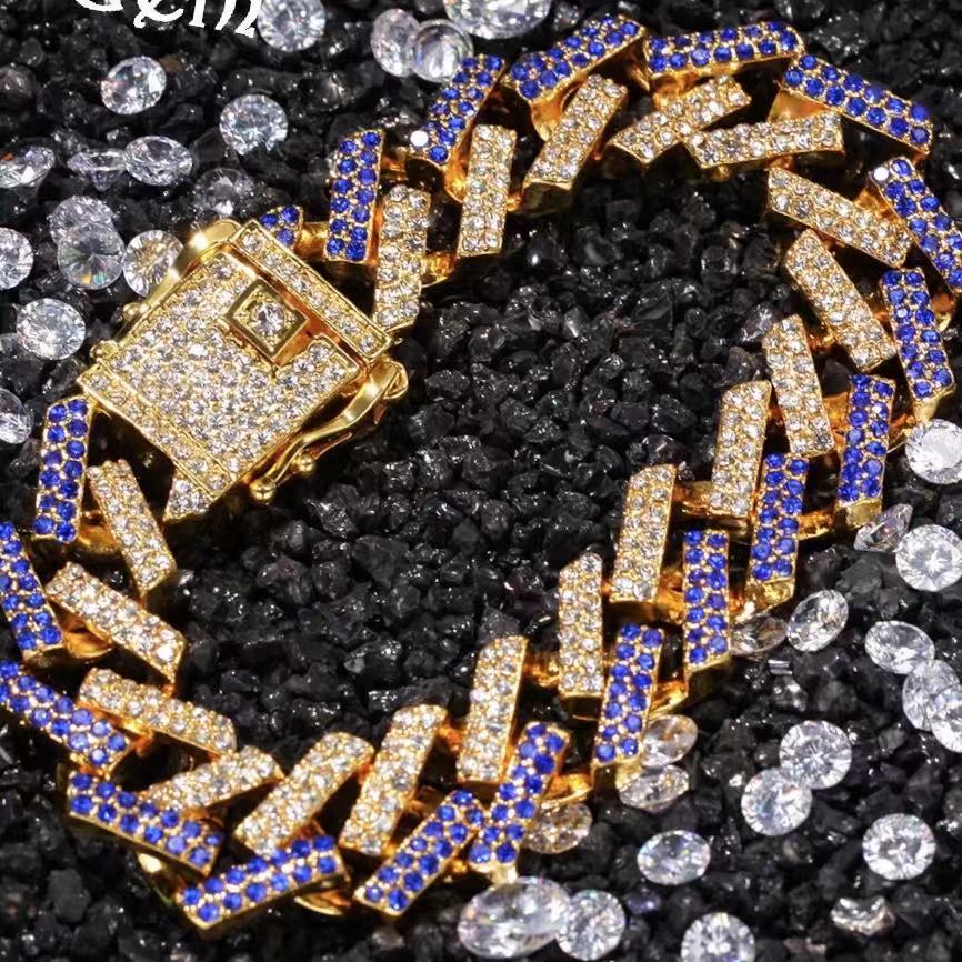 

Mens Gold Silver Chain Miami Cuban Link Hip Hop Bling Chains Designer Bracelet Men hiphop Jewelry Luxury diamond Iced Out bracelets 15mm