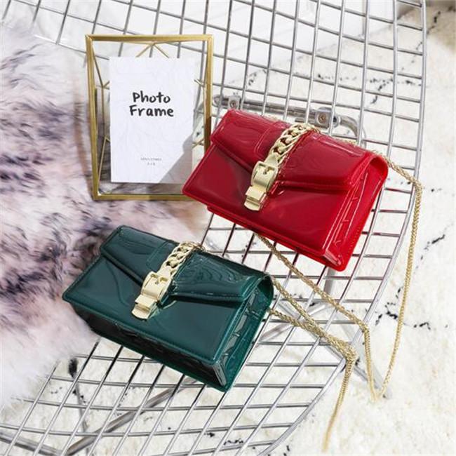 

women handbag fashion shiny lock jelly bag new summer women chain bag golden lock women Messenger bags sweet transparent beach bag