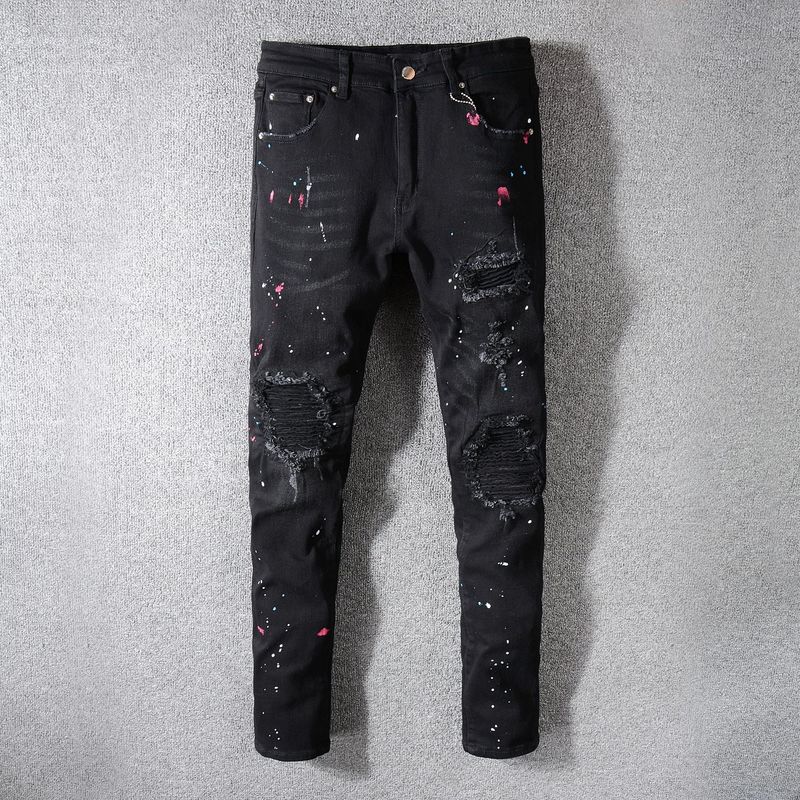 

Men's Paint Black Cats Men's Sticker Diamond Patch Jeans Streetwear Men Clothes 2020 Denim Hip Hop Skinny Jeans Men