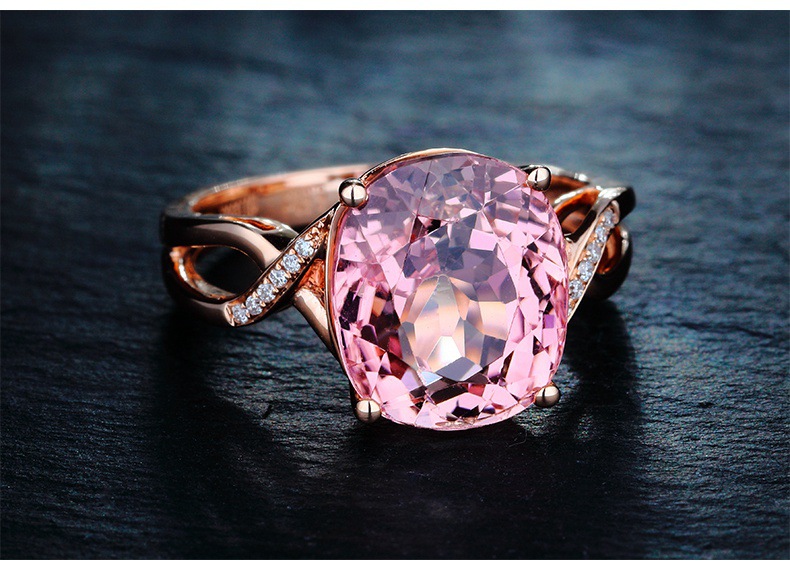 

Fashion Simple Pink Square Zircon Crystal Women Ring Luxury Big Stone Engagement Wedding Ring Fashion Party Jewelry Size 6-10