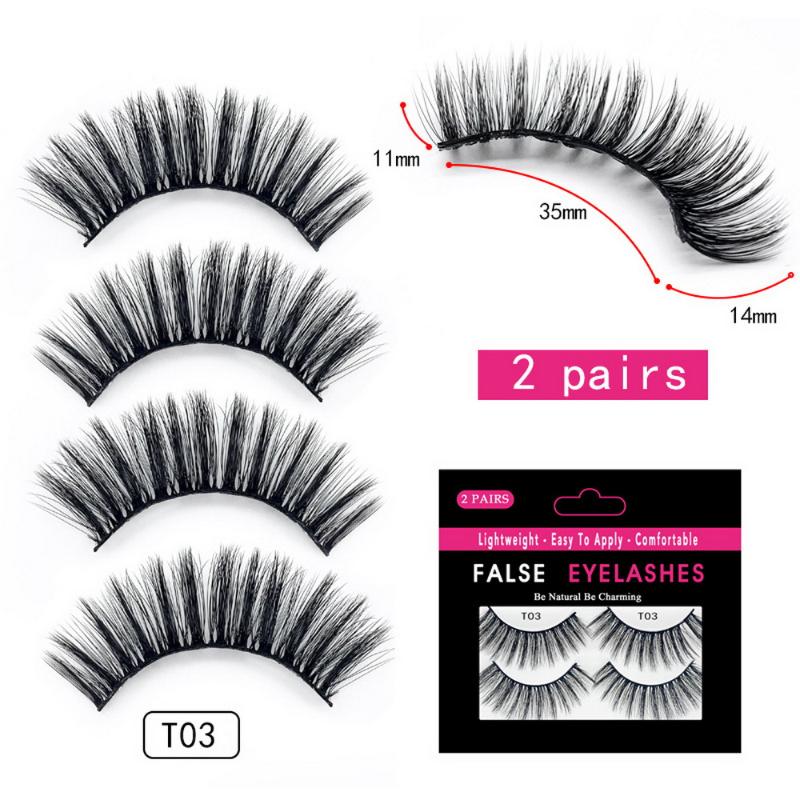 

2Pairs/set 3D Nature Volume Eyelashes Beauty Hair Eyelash Long Lashes Nature Eye Makeup Tools Soft False Eyelashes Makeup