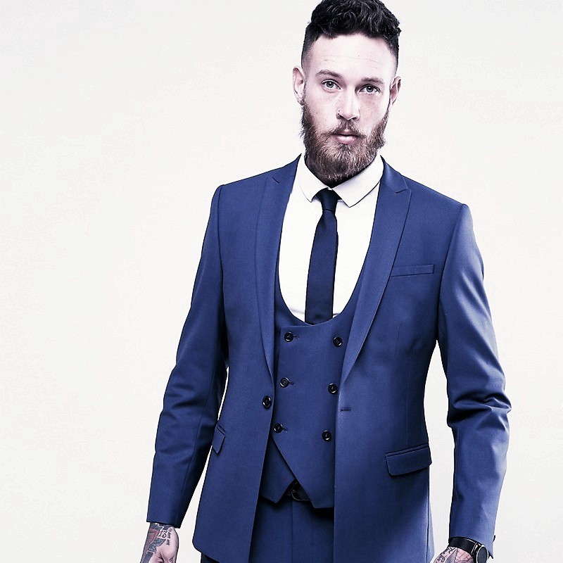

Fashionable One Button Groomsmen Peak Lapel Groom Tuxedos Men Suits Wedding/Prom/Dinner Best Man Blazer(Jacket+Pants+Tie+Vest) 681, Same as image