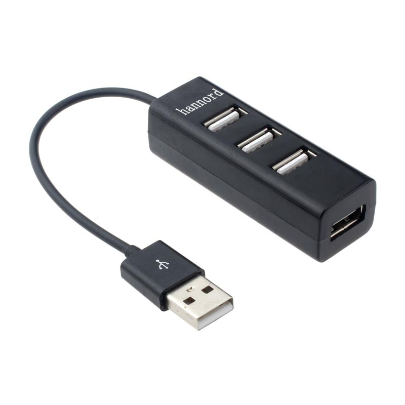 

HANNORD 4-Port USB HUB Mini USB Spliter Hub Adapter Black High Speed Hub USB 2.0 Adapter For PC Computer Accessories
