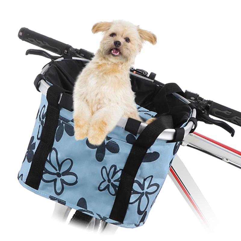 

Pets Cat Dog Carrier Collapsible Bicycle Basket Pets Seat Bicycle Basket Front Quick-release Bike Bag Cycling Accessories, Red