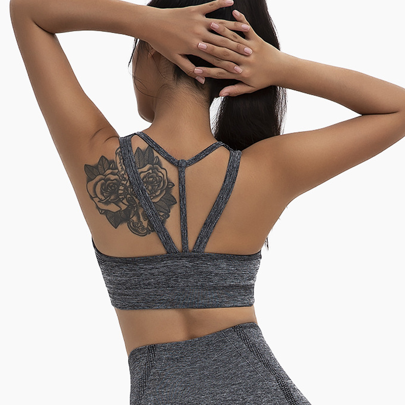 

High Impact Sports Bras Fitness Workout Yoga Bra Tops Women Backless Sports Bras Seamless Gym Yoga Running Crop Tops, Dark grey