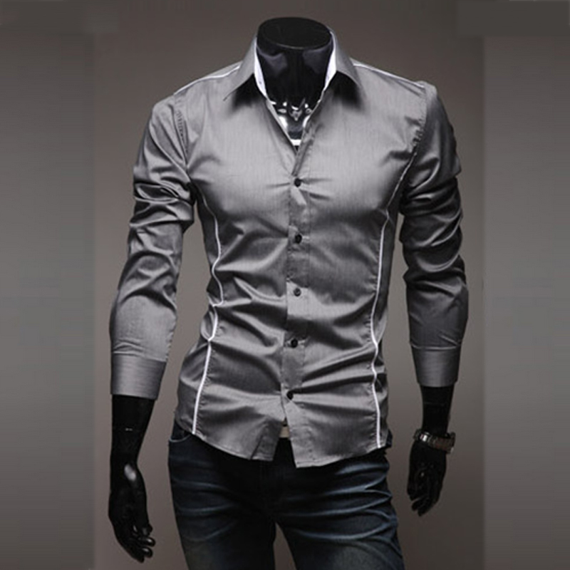 

Nice Mens Casual Shirts Slim Fit Long Sleeve Gray Male Striped Shirts Camisa Social Clothes Chemise Homme Plus Size -3XL 51, Black