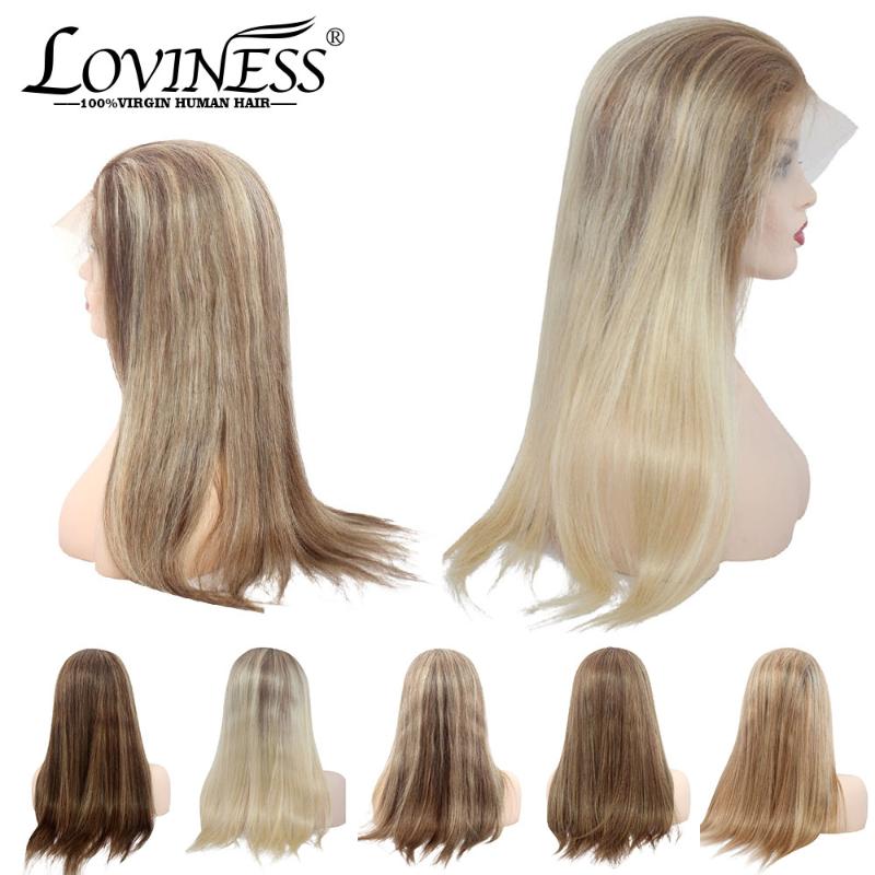 

Highlight Long Straight 13*6 Human Hair Curly Kinky Lace Front Wig Brazilian Remy Ombre Pre-plucked Honey Blonde Black Brown Wig, 4t-4-27