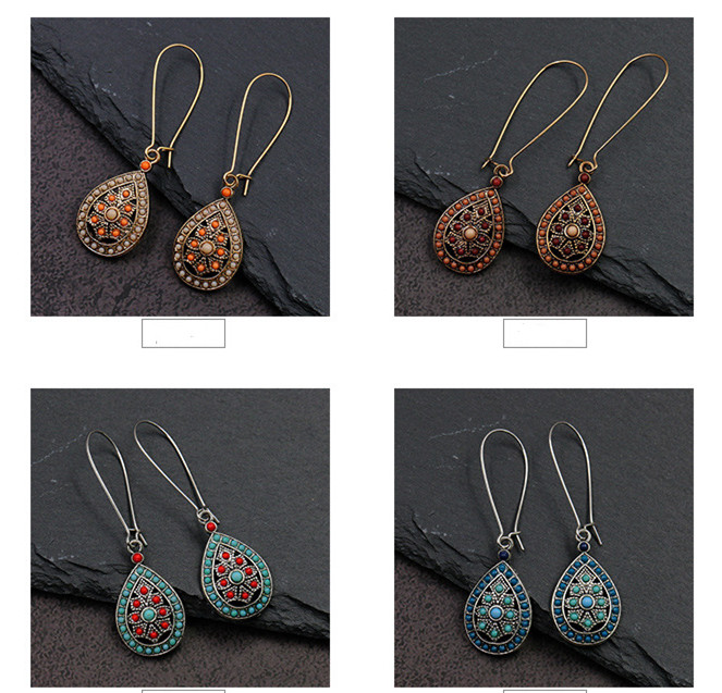 

Bohemian Ethnic Style Famous ethnic style fashion hollow earrings national Songshi retro water Drop Long Earrings HQEF1263