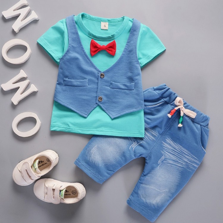 Chemisier 2pcs Enfant Bébé garçons Gentleman Costume Gilet Pantalon Set Kids beau vêtements
