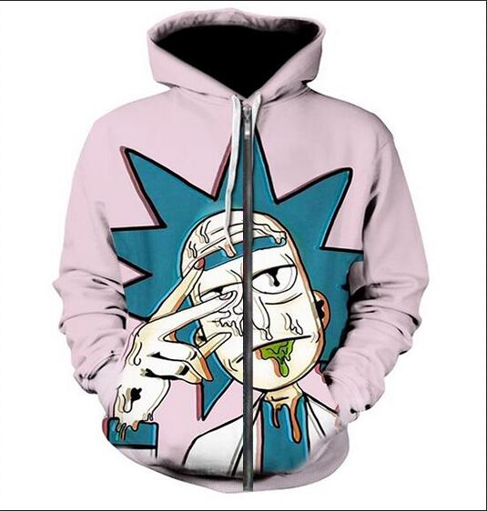 

New Fashion Unisex Sweatshirt hoodies Men Women Rick and Morty Sweatshirts Harajuku Oversized ZIPPER Jacket Clothes, Black