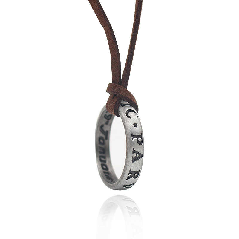 

New Uncharted 4 Necklace Nathan Drake's Vintage Band Ring Leather Code Pendant