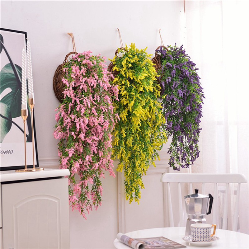 

Artificial Flower Vine Hanging Garland Plant Fake Lavender White Green Plant Twigs Hanging Vine Home Garden Wedding Decoration, Pp