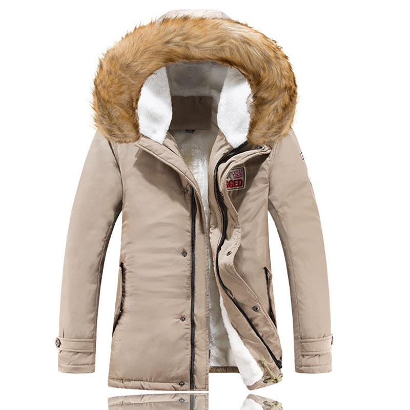 

Winter Casual Lamb Wool Warm Hooded Men's Jacket Coats Fur Fleece New Fashion Trench Overcoat Long Style Plus Size Parkas NZ8, Black