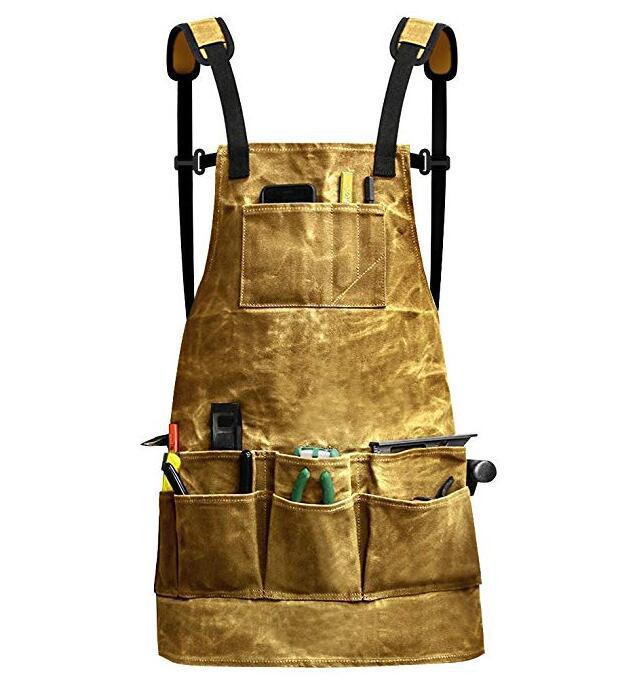 

Dry oil wet wax canvas waterproof apron For Chef Cafe Shop BBQ Aprons Barber Bartender BBQ Chef Practical Workwear Uniform