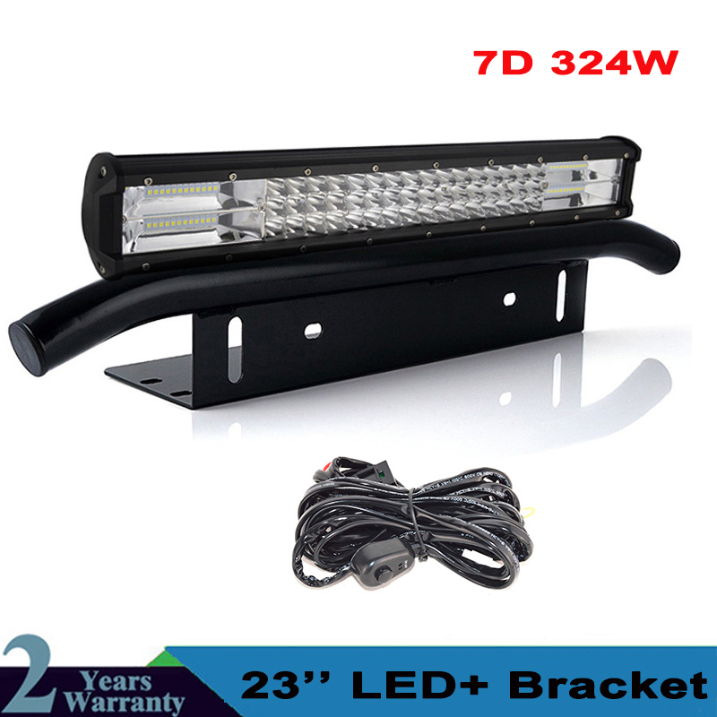 

23'' Inch 324W Led Light Bar +Front License Plate Bracket for Truck SUV 4x4 4WD Car Offroad Driving Lamps 12v 24v