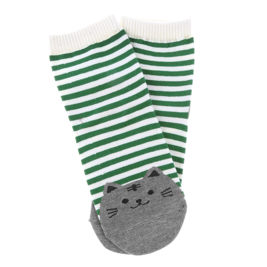 

Cartoon Cat Mid-Calf Length Casual Women's Stripe Socks Cotton