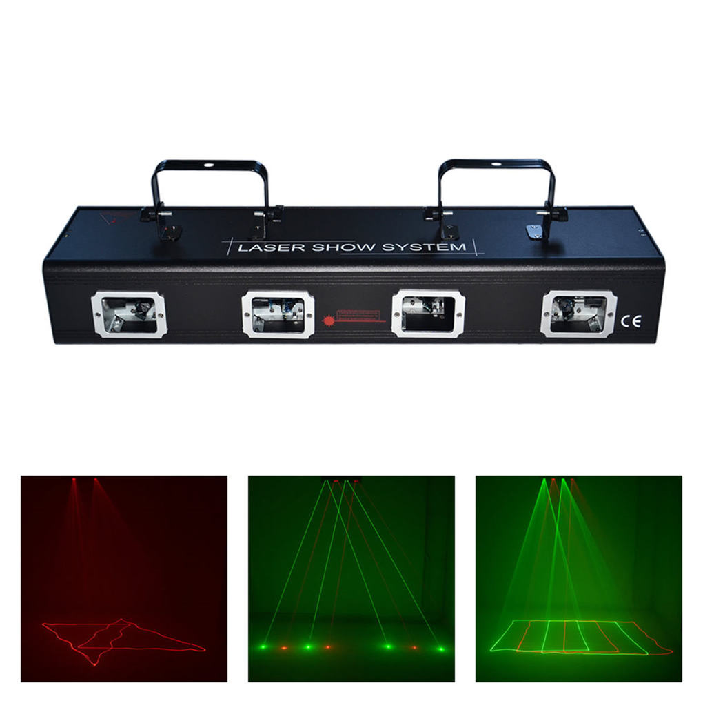 AUCD 4 Lens Red Green Laser 7CH DMX DPSS Scanner Equipment Stage Lighting Projector DJ Party Disco Show System Light DJ-505RGRG-image-459548918