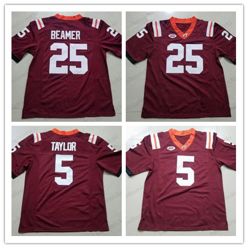 

Virginia Tech Hokies 5 Tyrod Taylor 25 Frank Beamer Mens Youth NCAA College Football stitched red Jerseys free shipping, As pics