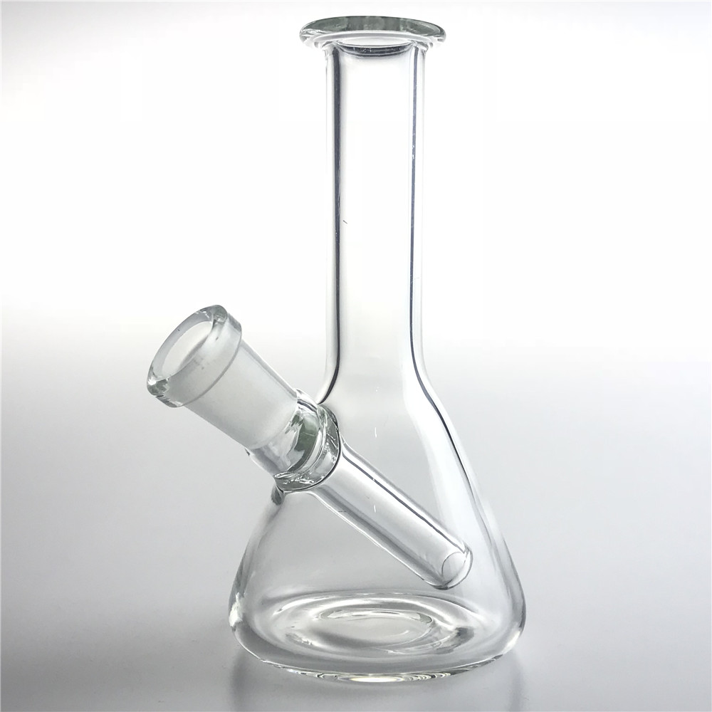 

New Mini Triangle Glass Bong with 4 Inch Small 10mm Female Thick Pyrex Beaker Travel Glass Water Bongs Recycler Dab Rigs for Smoking
