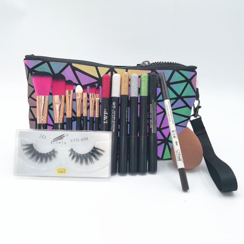 

Makeup Set Box Professional Travel Cosmetic Bag Makeup Kit Women Eyeshadow Pen Brushes Set Fake Eyelashes Eyebrow Pencil