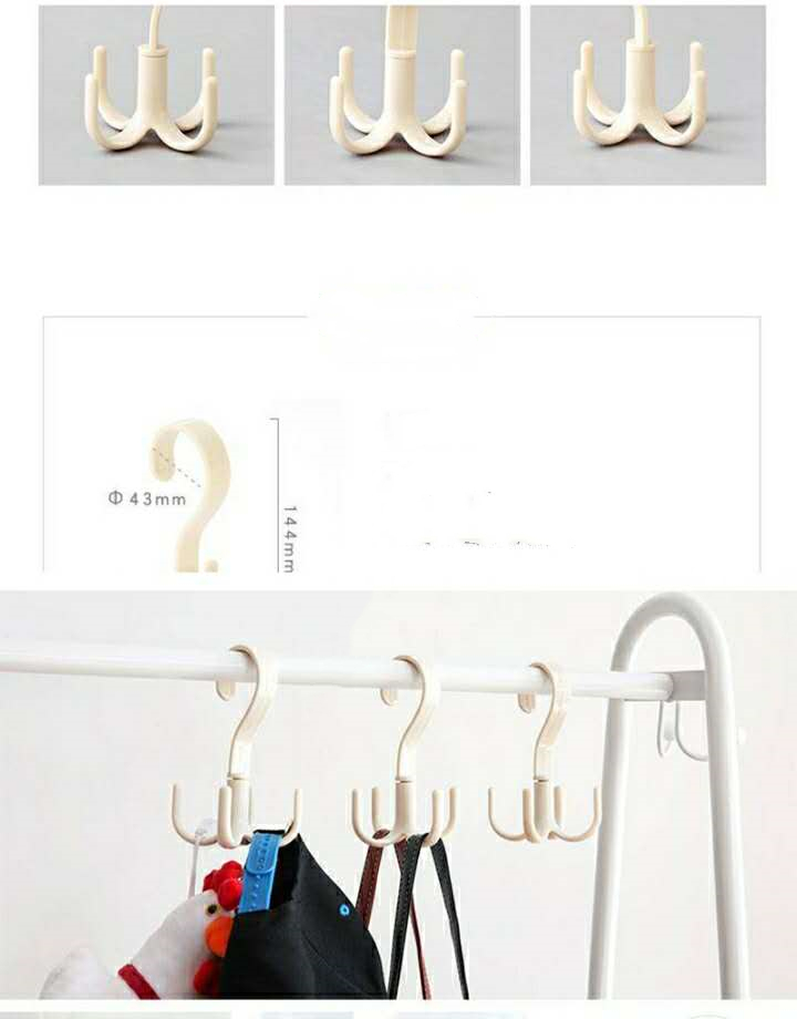 

Four claw hook 360 degree rotatable finishing appliance daily necessities plastic hanger hanger hanger hook