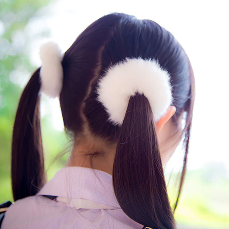 Trendy Elastic Cute Hairclip Bands Rope Faux Fur Soft Headwear Hairy Baby girls hair accessories Wholesale-image-452893405