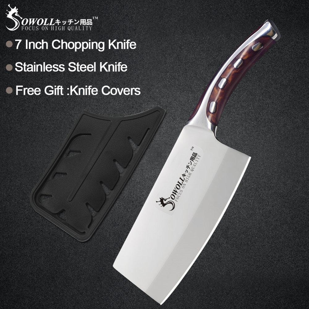 

Sowoll Kitchen Knife 7 inch Japanese Chef Knife Non Slip Resin Fibre Handle Quality Stainless Steel Clever Cutter Chopping Knife