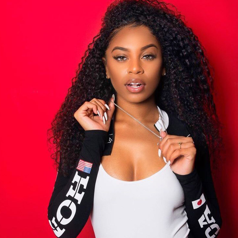 

Allove Wholesale Brazilian Kinky Curly Wefts Extensions 4pcs Human Hair Bundles 13x4 Lace Frontal Closure Weaves for Women All Ages Jet Black 8-28 inch, Natural color