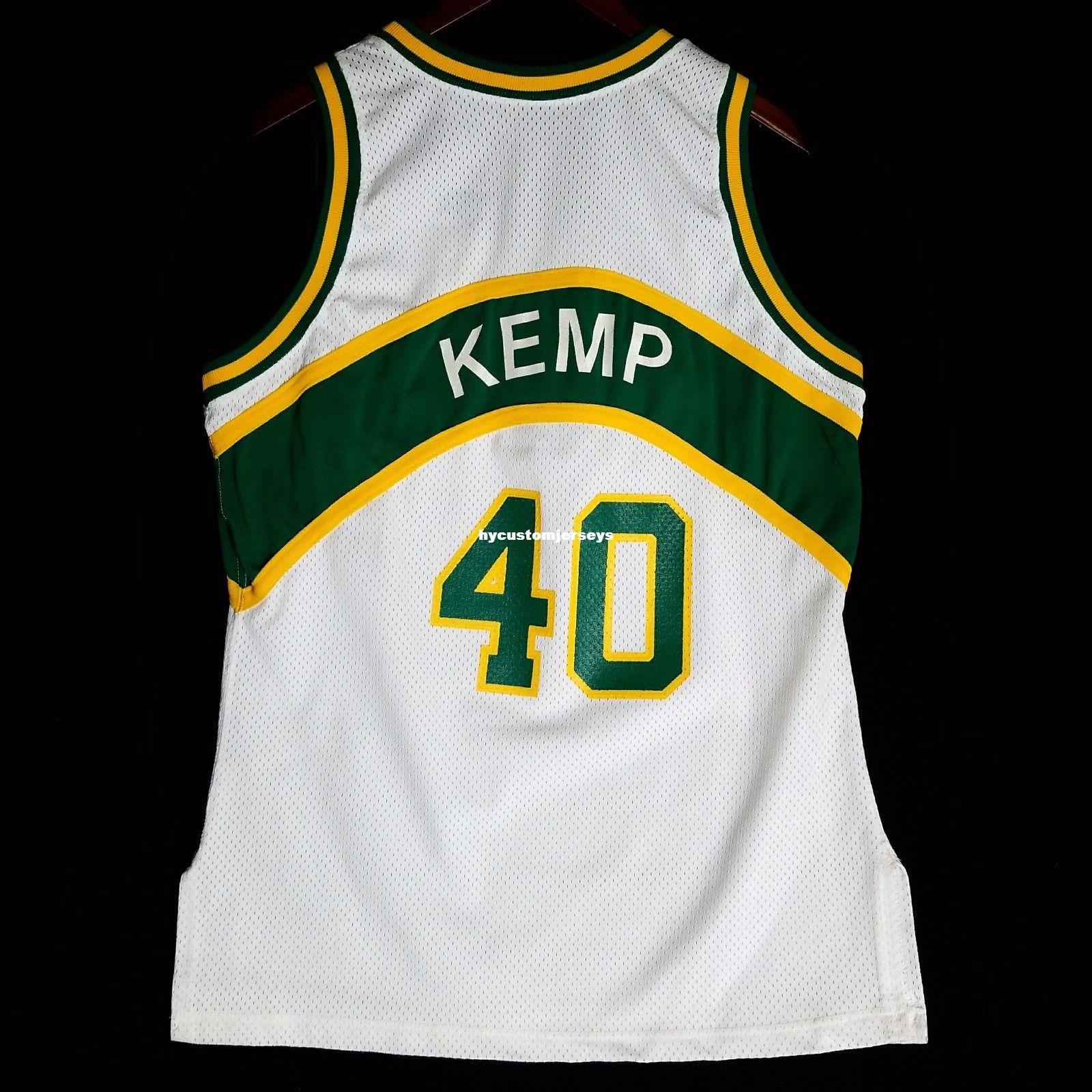 

100% Stitched Shawn Kemp Champion Sewn Sewn Jersey M Mens Vest Size XS-6XL Stitched basketball Jerseys Ncaa, Black;blue
