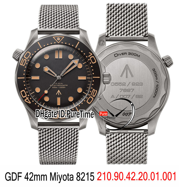 

GDF 007 James Bond No Time to Die Miyota 8215 Automatic Mens Watch Steel Case Black Ceramic Dial Mesh Strap 210.90.42.20.01.001 New Puretime, Customized waterproof service