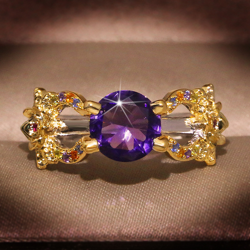 

Cluster Rings Fashion Wedding Jewelry 925 Sterling Silver Color Flower Purple Zircon For Women Cross Infinity Wholesale