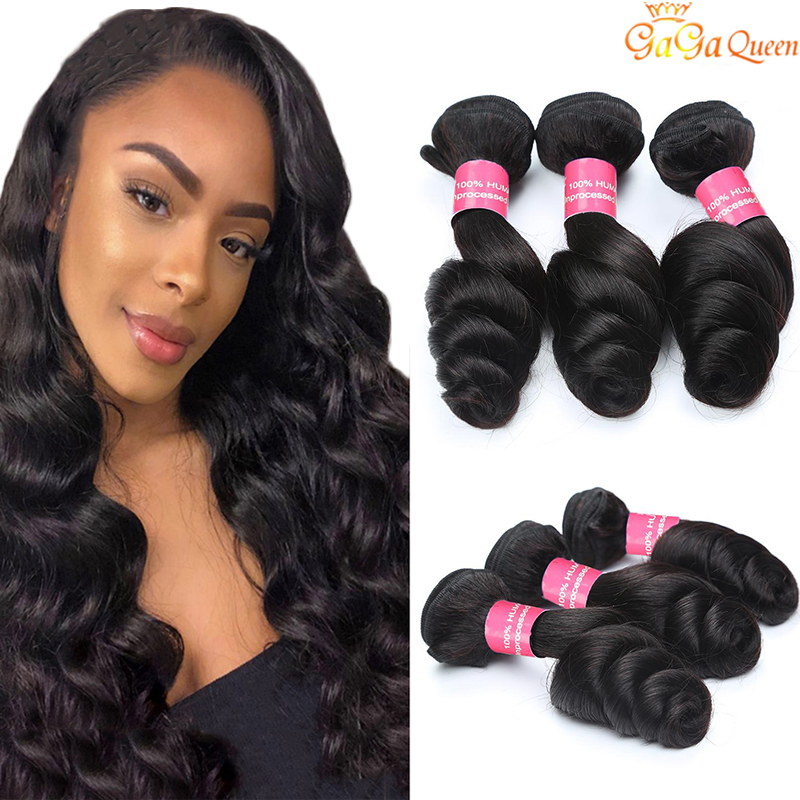 

Peruvian Virgin Hair Loose Wave 100% Unprocessed Peruvian Human Hair Extensions Loose Wave Gaga Queen Hair, Natural color