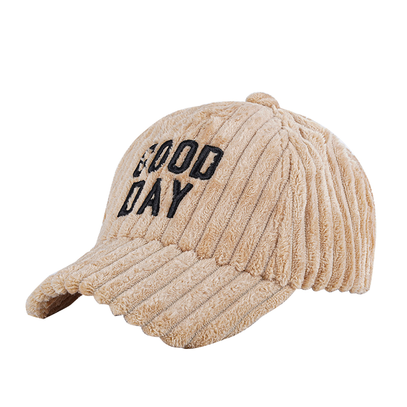 

2020 children's embroidered corduroy duck tongue hats, Khaki