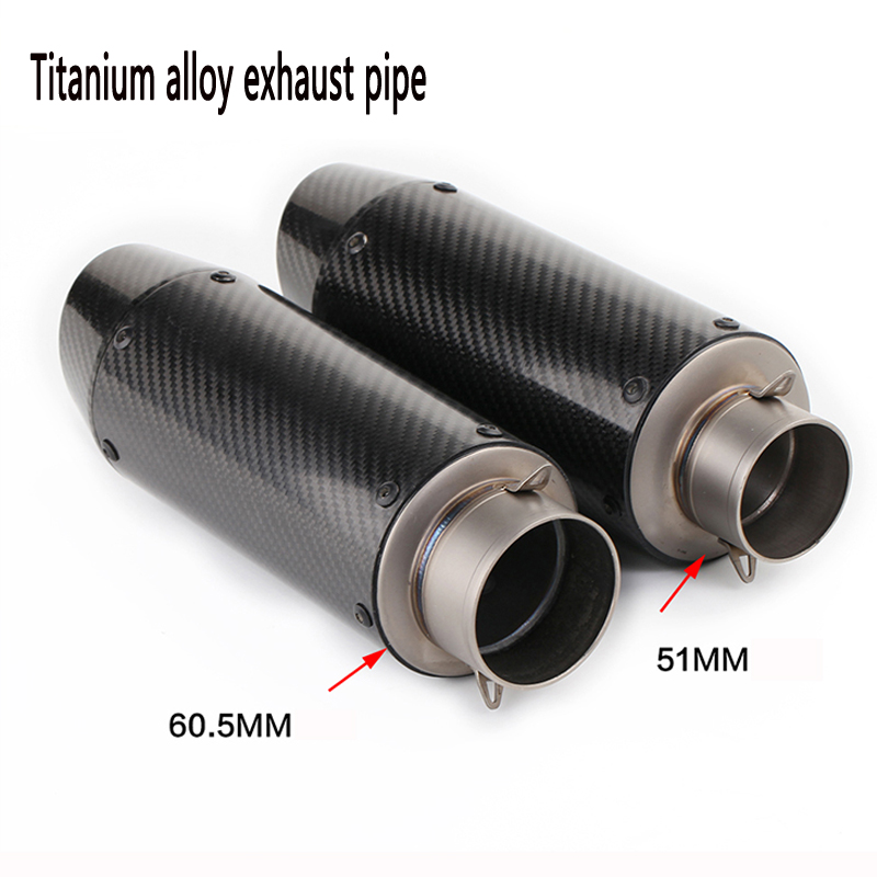 

51mm 60mm Universal Motorcycle Titanium Alloy/Carbon Fiber Exhaust Pipe Muffler GP Racing Tube Project For ninja 650 gsr 600
