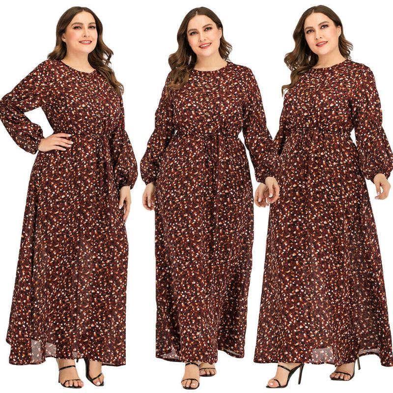 

Floral Printed Muslim Long Dress Women Abaya Kaftan Jilbab Loose Kaftan Vintage Casual Tunic Robe Maxi Dress Islamic Summer Gown