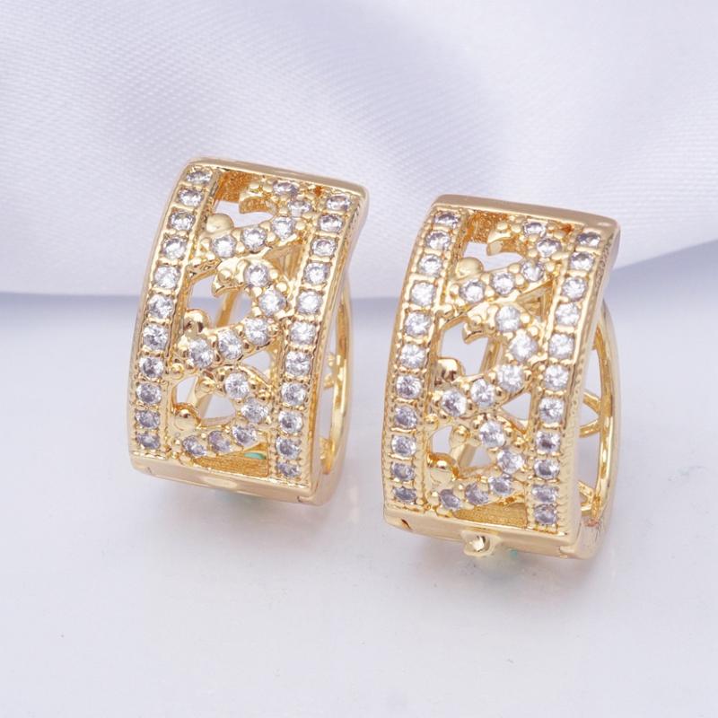 

ESSFF Three J Design Circle Hoop Earrings for Women Gold Filled Statement Cubic Zirconia Fashion Jewelry Gift Dropshipping
