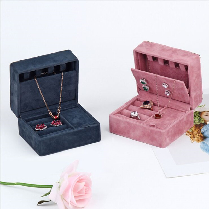 

Feiluan store necklace Japanese exquisite jewelry multi-function storage box for business trips portable flannelette jewelry box