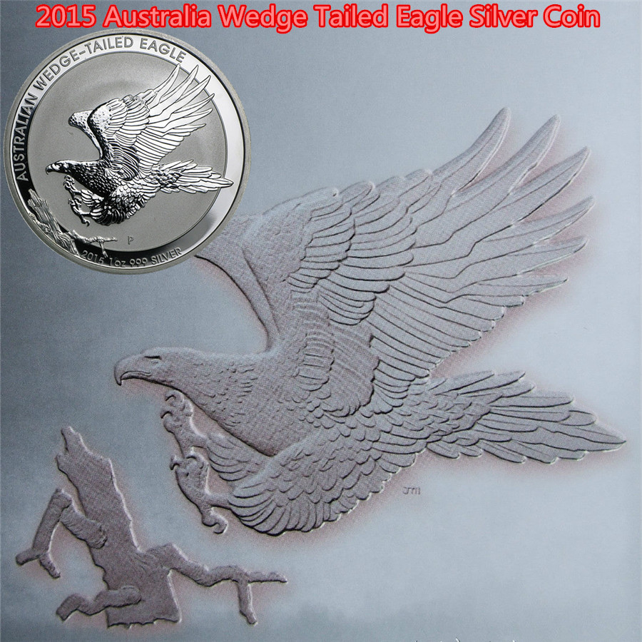 

Free Shipping 5pcs/lot,2015 1 oz Silver Coin,Perth Mint Australia $1 Wedge Tailed Eagle ,Brass Plating Silver,No Magnetic