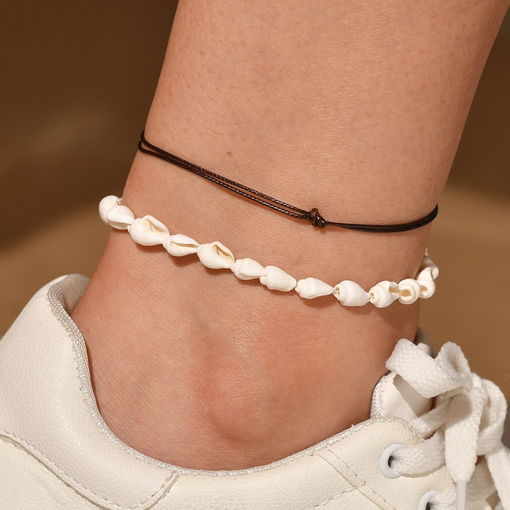 

Leather Rope Weave Conch Shell Manual A String Of Beads Multi-storey Sandy Beach Wind Foot