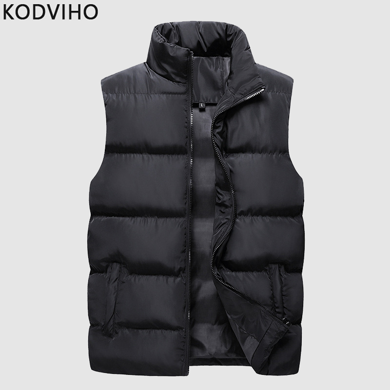 Autumn Winter Mens Parka Vest Solid Casual Sleeveless Jacket Cotton Padded Waist Coat Lightweight Bodywarmer New Brand Clothing