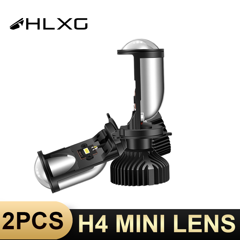 

HLXG Motorcycle LED H4 Mini Projector Lens Headlight Auto Lamp 12V High Low Car Lights 10000LM bi led lens Hi/Lo Beam H4 bulbs