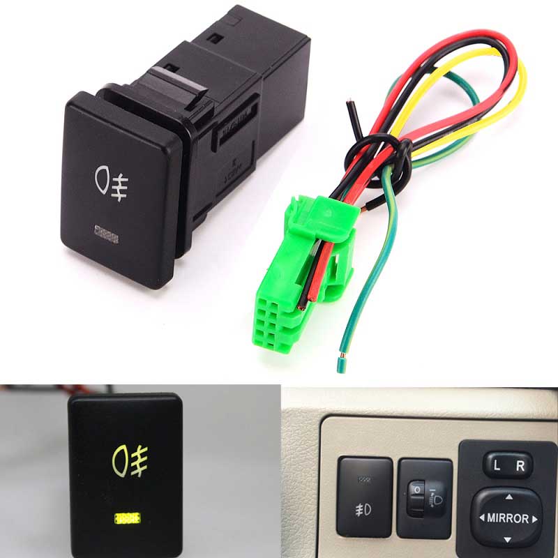 CAR 12V Push Button Switch w/ LED Background Indicator Lights For Fog Lights, DRL, LED Light Bar For Toyota-image-468646249