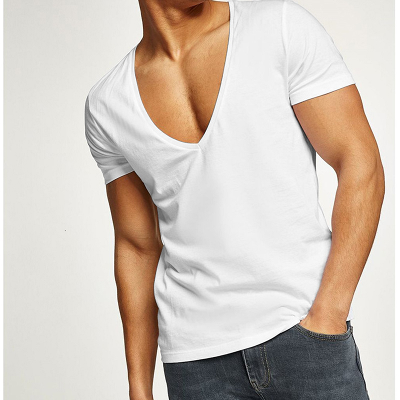

Men's T Shirt Summer Sexy Zipper Tee Casual Short Plain T Shirts Deep V-neck Sport Cotton Tees White Men Tops S One Piece, Blue