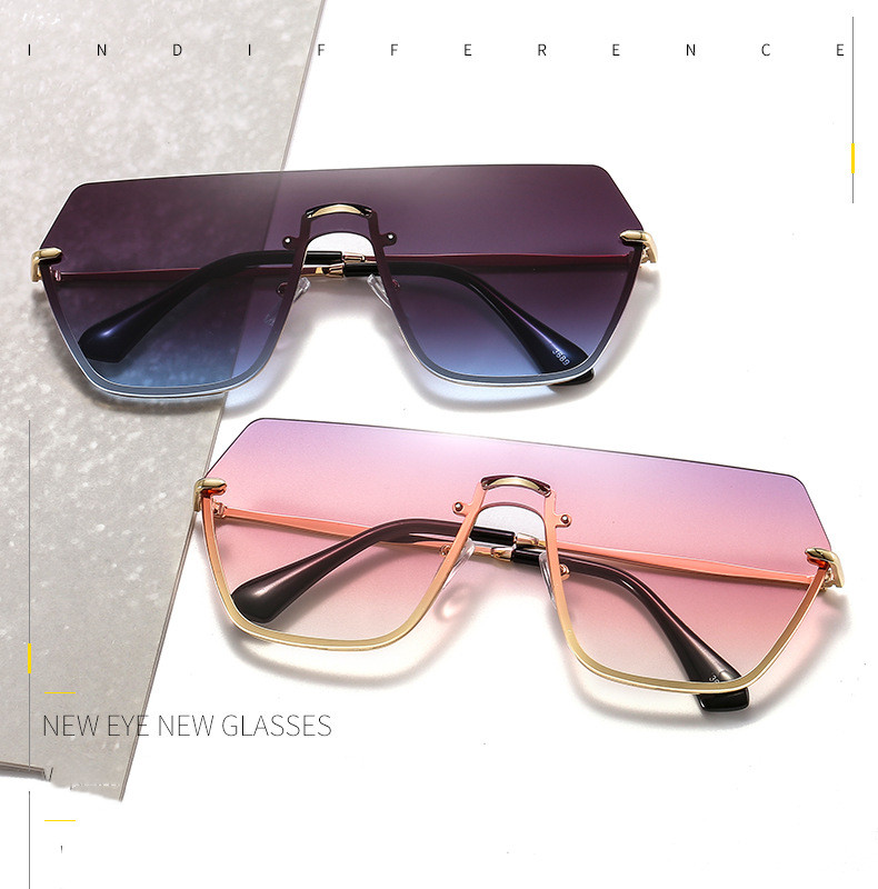 

Fashion Polygon Trimmed Sunglasses Woman Retro Travel Beach Metal Rimless Eyeglasses Lady Driving Sports Eyewear 3689