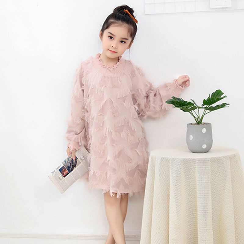 

Tassel Teenager Girl Dress Cute Baby Girls Dresses Long Sleeve Pink Autumn Spring 2020 Princess Casual Party Dresses Clothing
