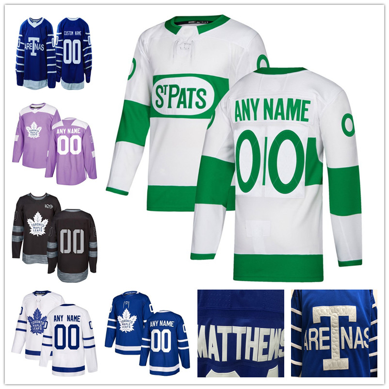 

Men Kids Lady Auston Matthews Tavares Mitch Marner Frederik Andersen Morgan Rielly Stadium St. Pats Toronto Maple Leafs Women Custom Jerseys, Black