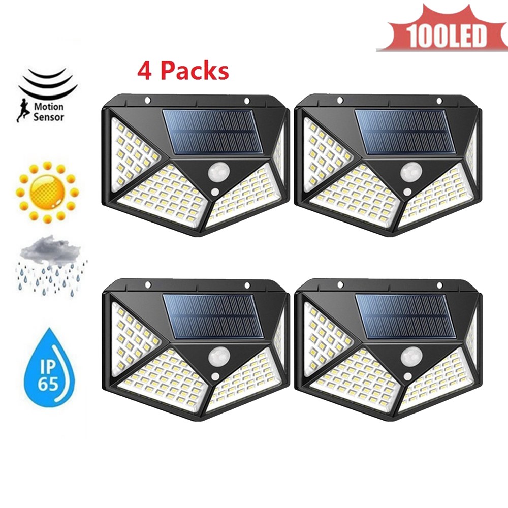 

energia 100 led solar light outdoor Street Light PIR Motion Sensor for garden decoration lamp Security Spot Lights Luminaria 4 sided