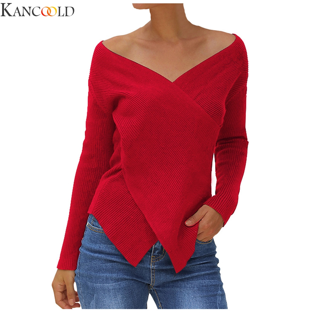 

KANCOOLD New Fashion Autumn Winter Women Casual Solid O-Neck Knitted Hollow out Long Sleeve Sweater Top Pullover Clothes, Black