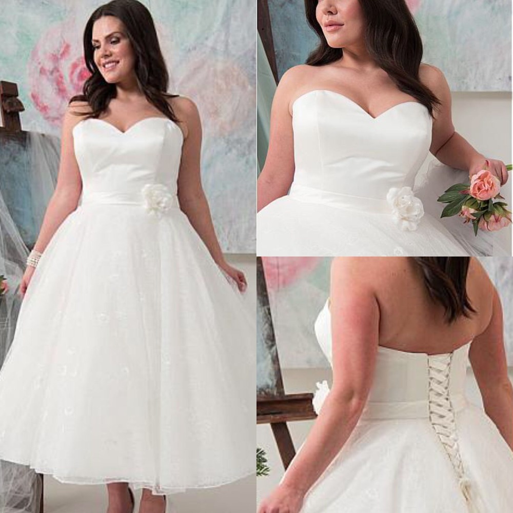 plus size ankle length wedding dresses
