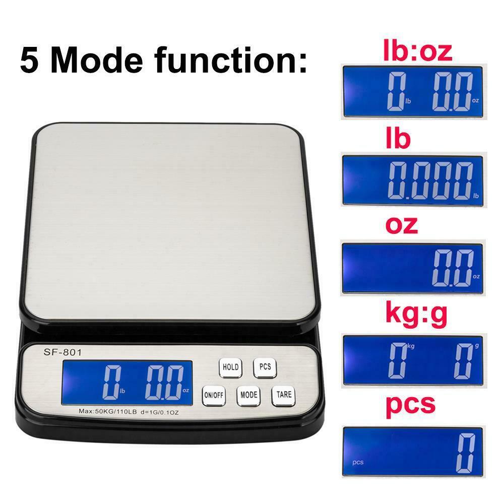 

110 LB x 0.1oz All-In-One Digital Postal Shipping Scale 50kg x1g with AC Adapter